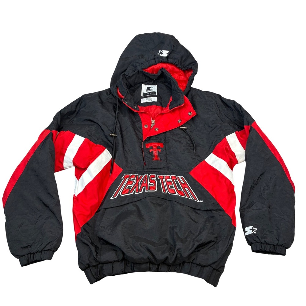 Vintage Starter Texas Tech Red Raiders Jacket M Pullover Hooded Anorak 90s